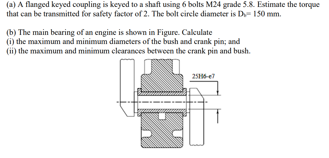 Solved (a) A flanged keyed coupling is keyed to a shaft | Chegg.com