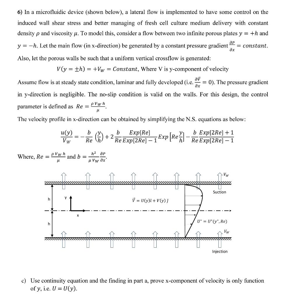 Solved Dh 6 In A Microfluidic Device Shown Below A La Chegg Com