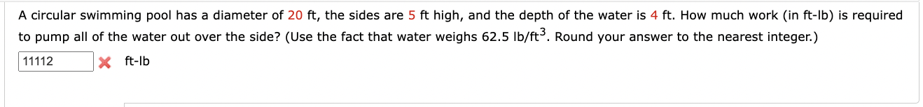 Solved A circular swimming pool has a diameter of 20ft, the | Chegg.com