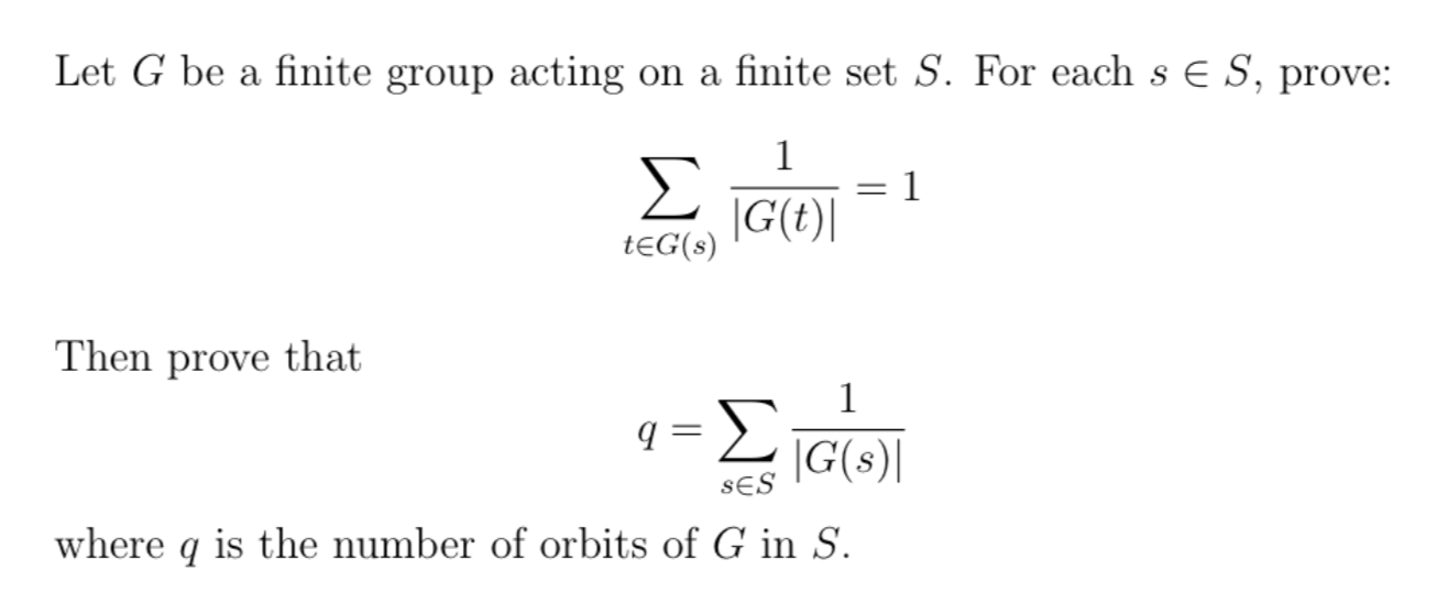 Solved Let G Be A Finite Group Acting On A Finite Set S For