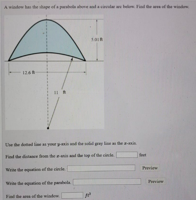 Solved A window has the shape of a parabola above and a | Chegg.com