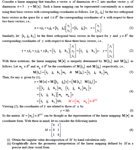 Solved Consider a linear mapping that transfers a vector 1 | Chegg.com