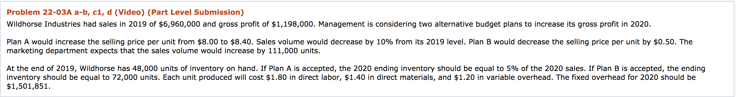 Solved Problem 22-03A a-b, ci, d (Video) (Part Level | Chegg.com