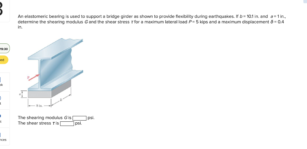 Solved An Elastomeric Bearing Is Used To Support A Bridge | Chegg.com