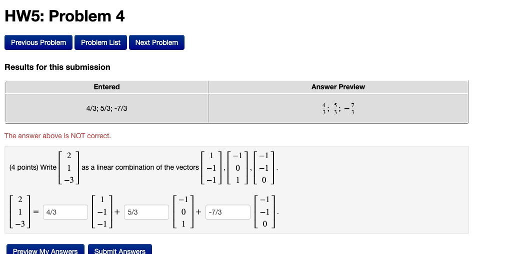 Solved HW5: Problem 4 Previous Problem Problem List Next | Chegg.com