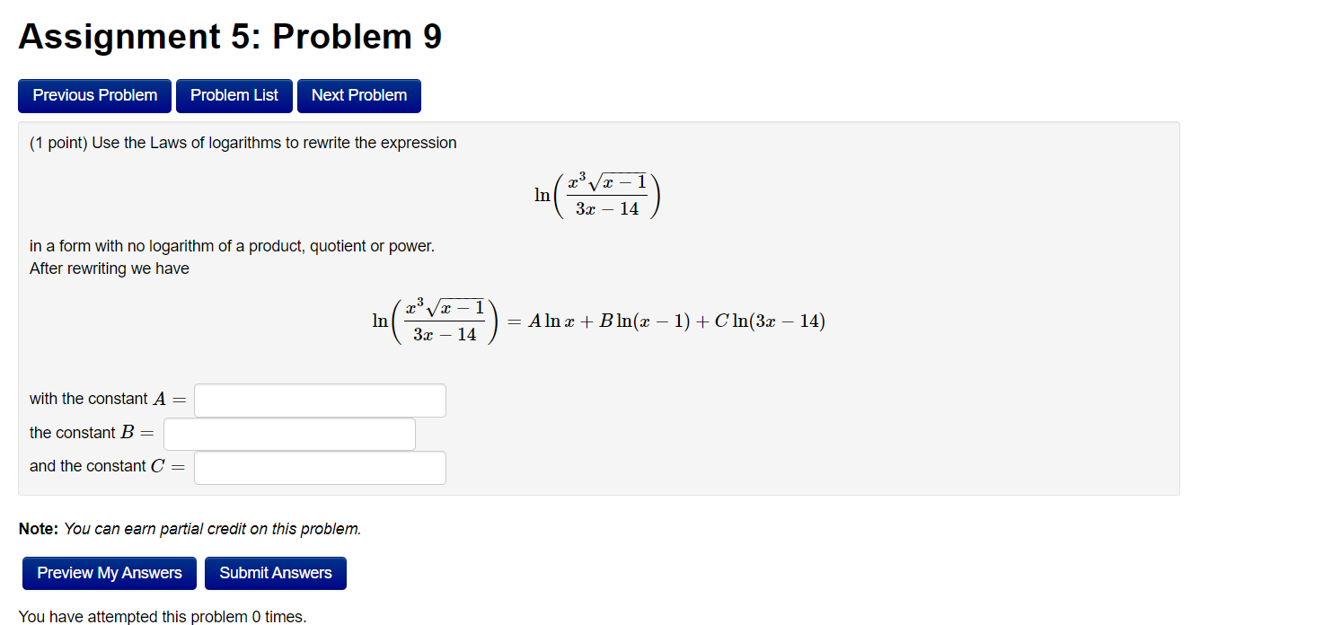 Solved Assignment 5: Problem 9 Previous Problem Problem List | Chegg.com