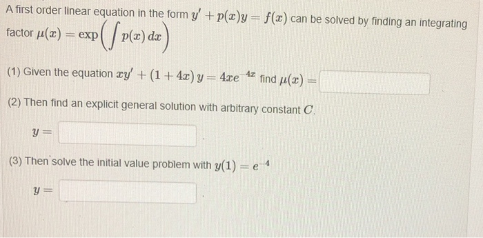 Solved A First Order Linear Equation In The Form P X Y Chegg Com