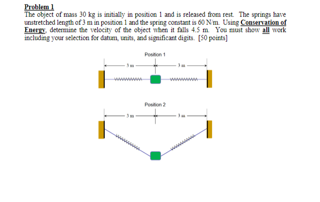 Solved Problem 1 The object of mass 30 kg is initially in | Chegg.com