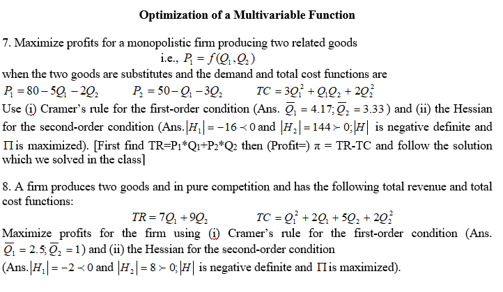 Solved Optimization Of A Multivariable Function 7. Maximize | Chegg.com