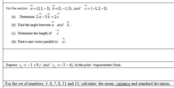 Solved For the vectors a=(1,1,−1),b=(1,−1,3), and | Chegg.com