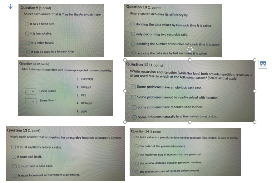 Solved Question 9 (1 point) Select each answer that is True | Chegg.com
