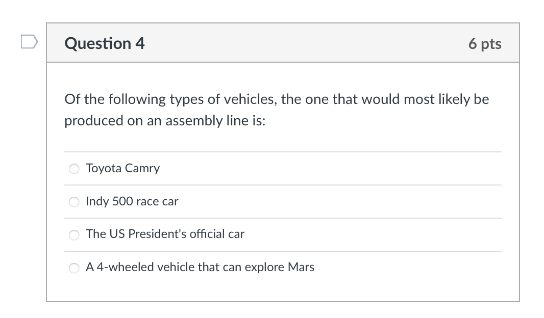 Solved Question 4 6 pts Of the following types of vehicles, | Chegg.com