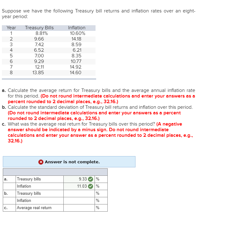 Solved Suppose We Have The Following Treasury Bill Returns | Chegg.com