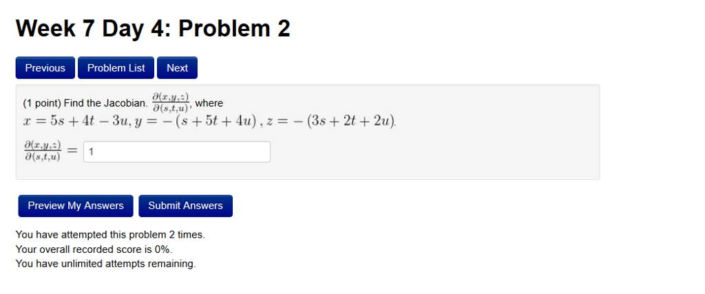Solved Week 7 Day 4: Problem 2 Previous Problem List Next (1 | Chegg.com
