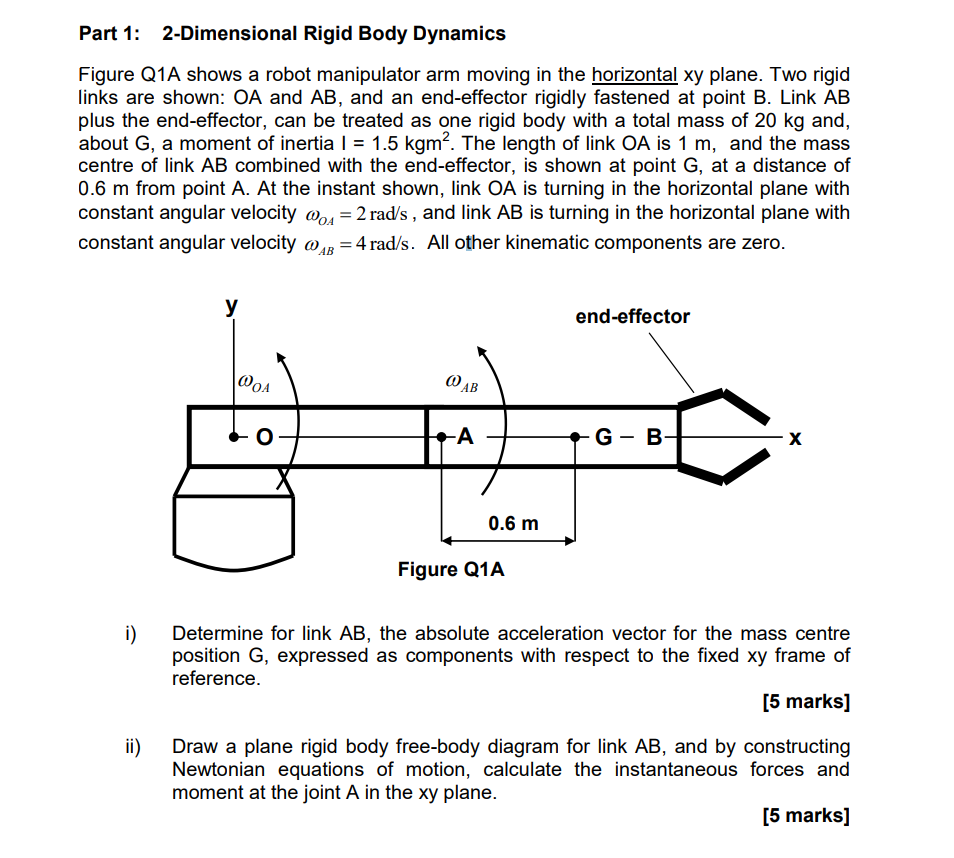 Solved Part 1: 2-Dimensional Rigid Body Dynamics Figure Q1A | Chegg.com