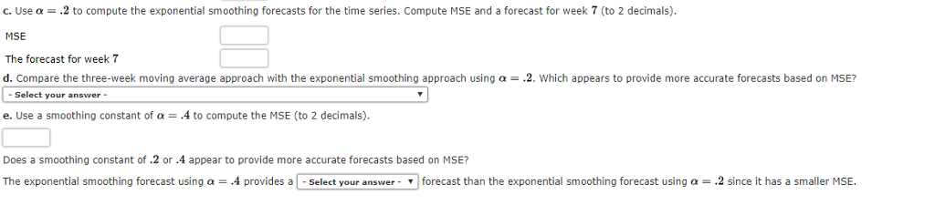 Solved Consider the following time series data Week12 3 5 6 | Chegg.com