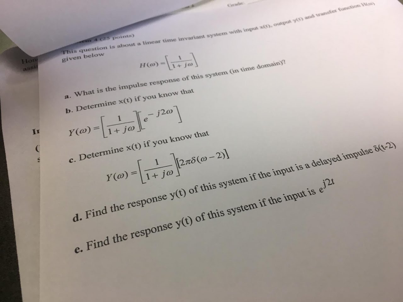 Solved The Question Is About A Linear Time Invariant System | Chegg.com