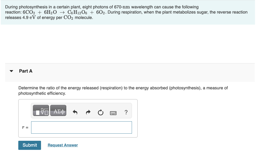 Solved During Photosynthesis In A Certain Plant, Eight | Chegg.com