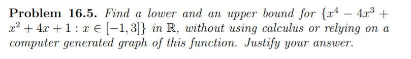 Solved Problem 16.5. Find a lower and an upper bound for | Chegg.com