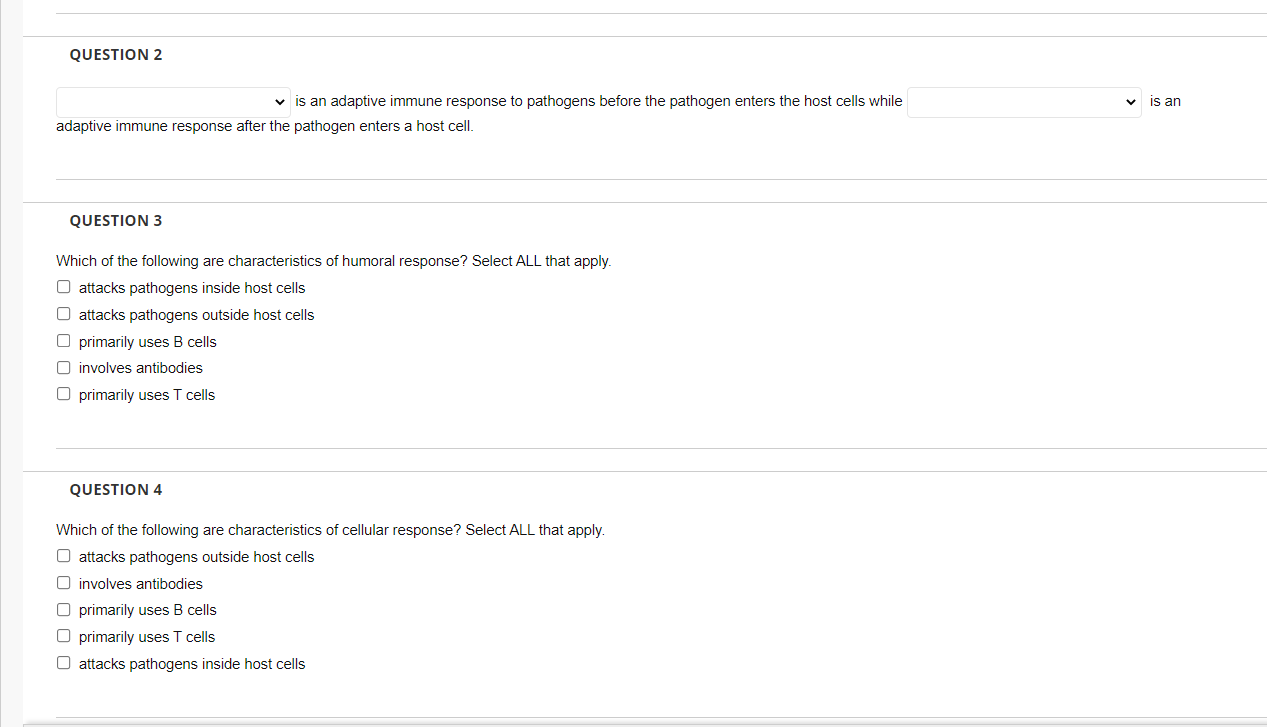 Solved Which of the following are characteristics of humoral | Chegg.com
