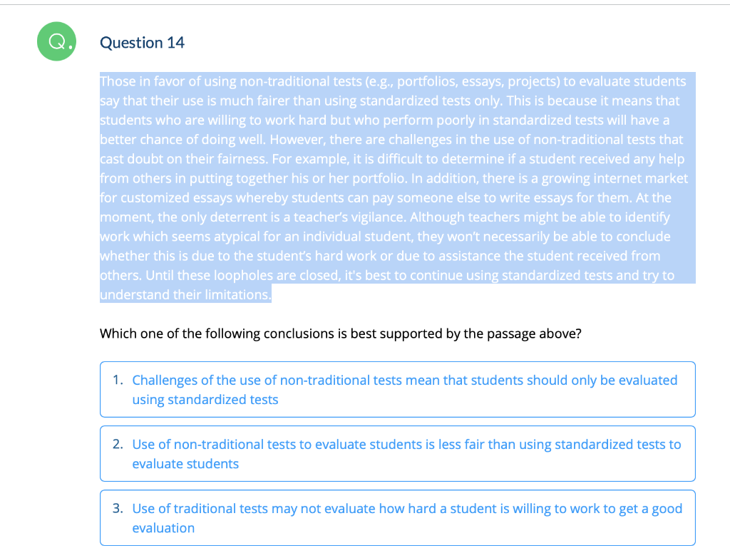 Solved Question 14 Those in favor of using non-traditional | Chegg.com