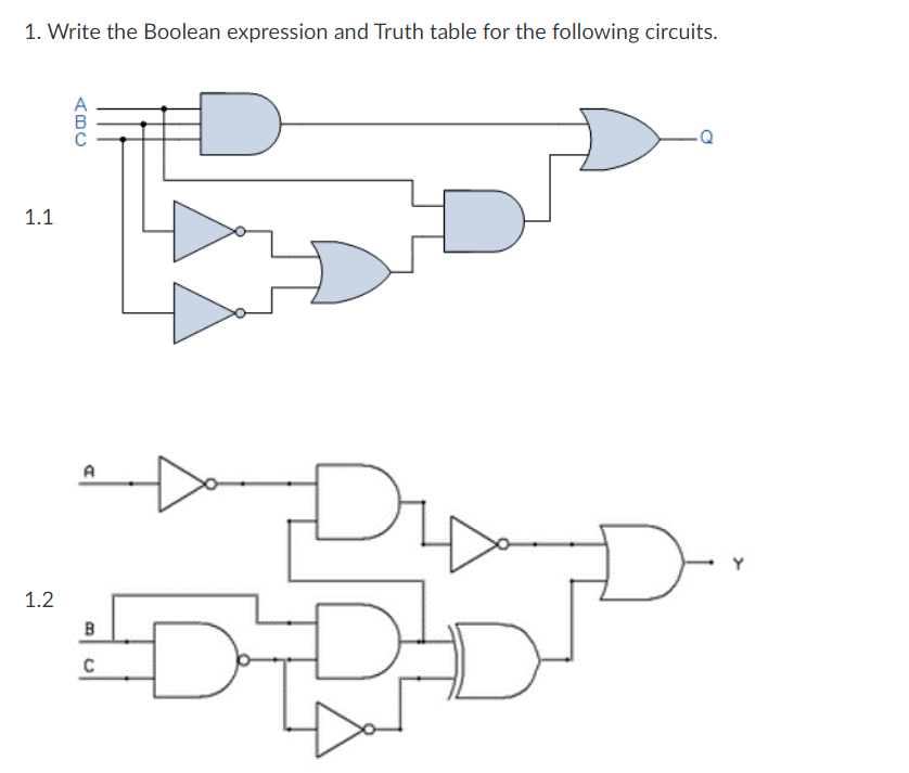 Solved 1. Write the Boolean expression and Truth table for | Chegg.com
