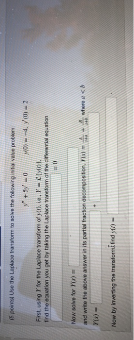 Solved (5 points) Use the Laplace transform to solve the | Chegg.com