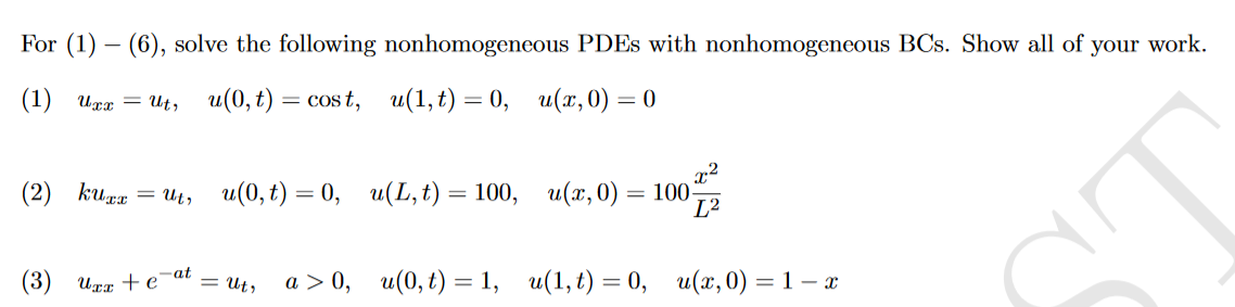 Solved For (1) – (6), Solve The Following Nonhomogeneous | Chegg.com