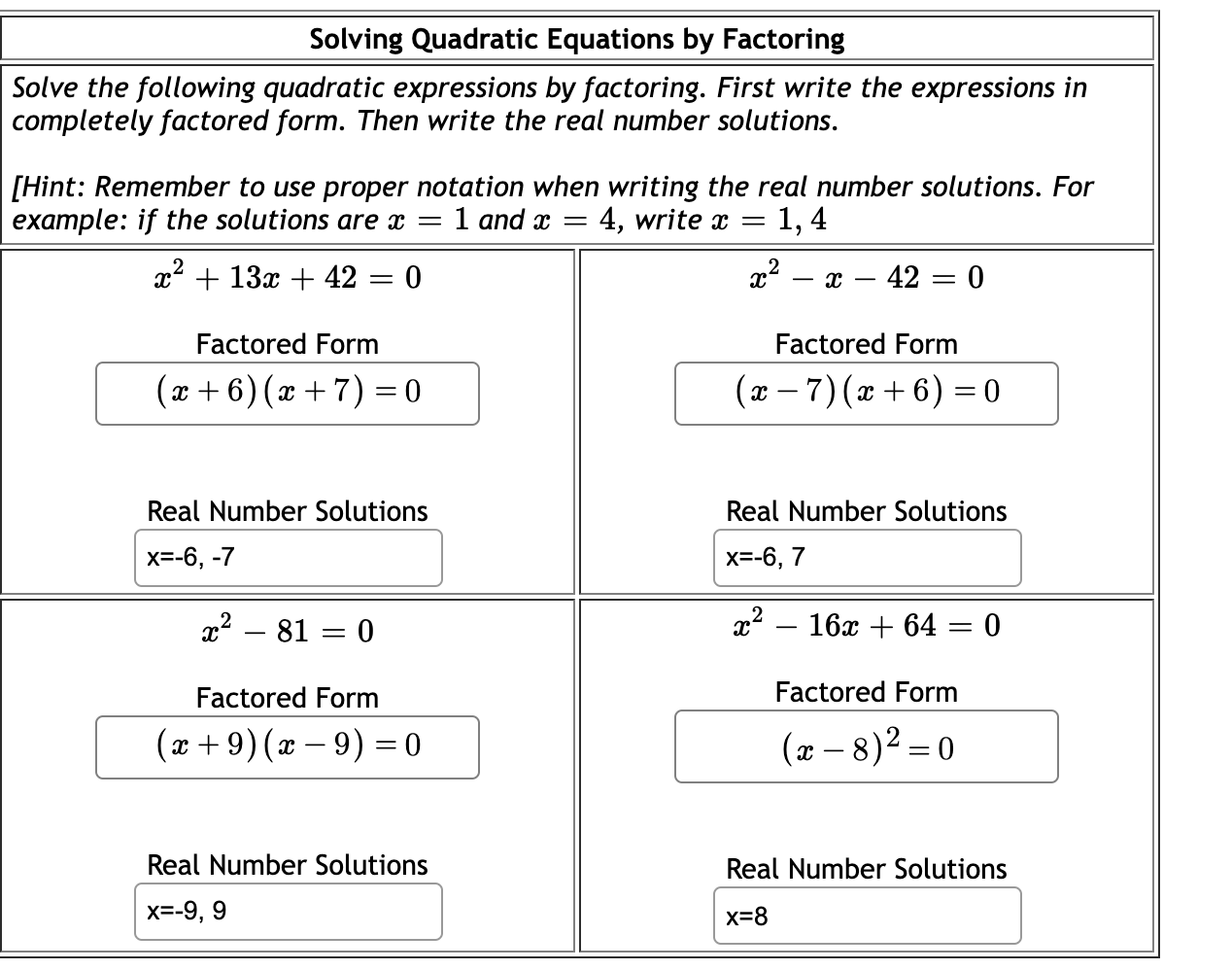 Solved Solving Quadratic Equations By Factoring Solve The | Chegg.com