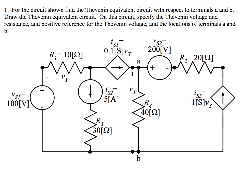 Solved 1. For the circuit shown find the Thevenin equivalent | Chegg.com