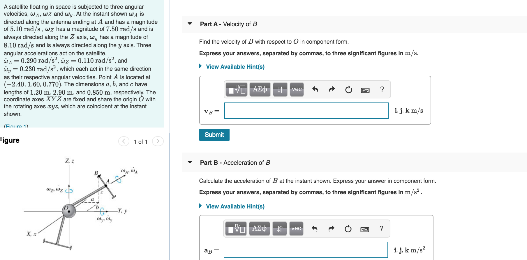 Solved Part A Velocity Of B Find The Velocity Of B With Chegg Com