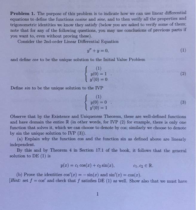 Solved Problem 1. The purpose of this problem is to indicate | Chegg.com