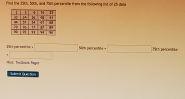 Solved Find The 25th 50th And 75 Th Percentile From The Chegg Com   PhpfhnbXq