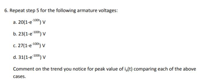 Solved Problem The Parameter Values For A Certain Armatu Chegg Com