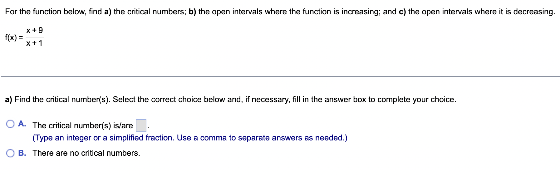 Solved For the function below, find a) the critical numbers; | Chegg.com