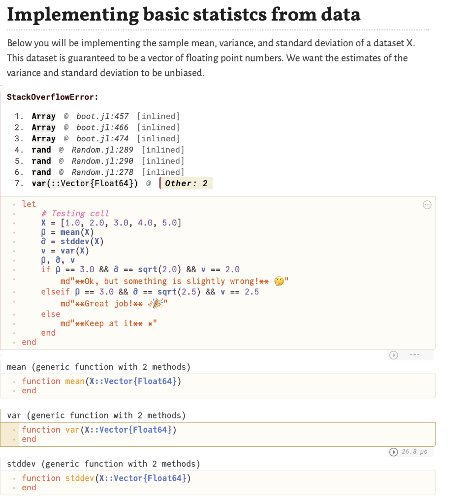 Solved Implementing basic statistcs from data Below you will | Chegg.com