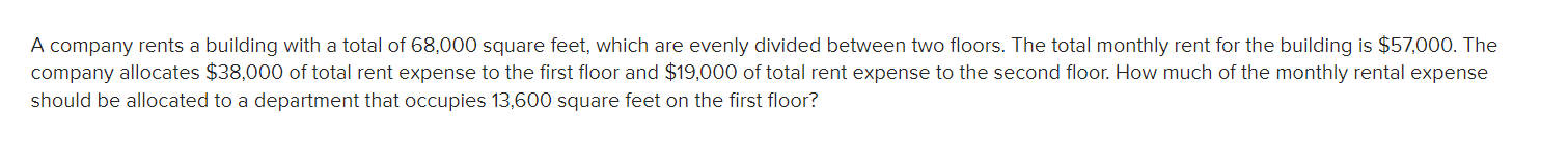 Solved A company rents a building with a total of 68,000 | Chegg.com