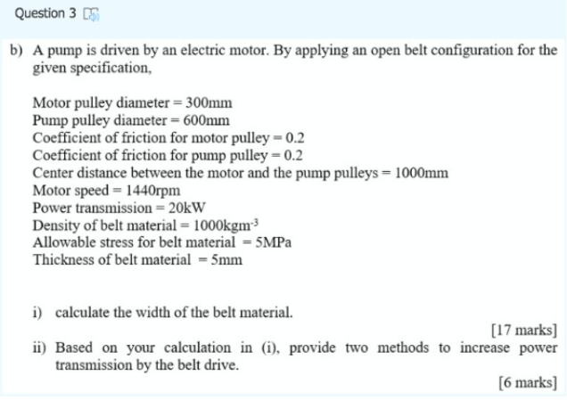 Solved Question 3 Ms. B) A Pump Is Driven By An Electric | Chegg.com