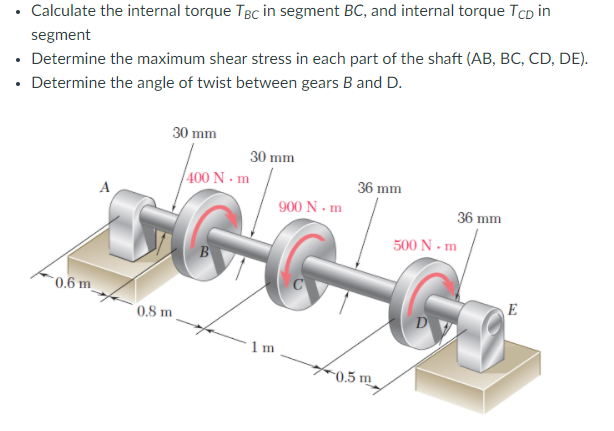 Solved Calculate the internal torque Tec in segment BC, and | Chegg.com