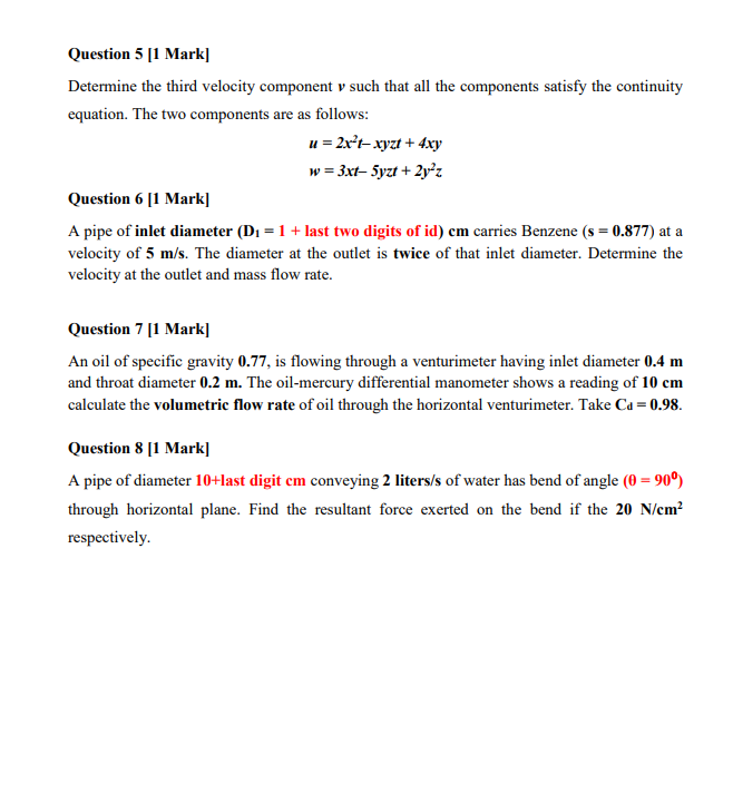 Solved Determine the third velocity component v such that | Chegg.com