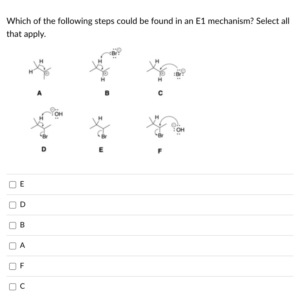 Solved Which of the following steps could be found in an E1 | Chegg.com