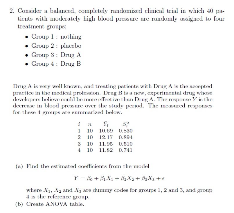 2. Consider a balanced, completely randomized | Chegg.com
