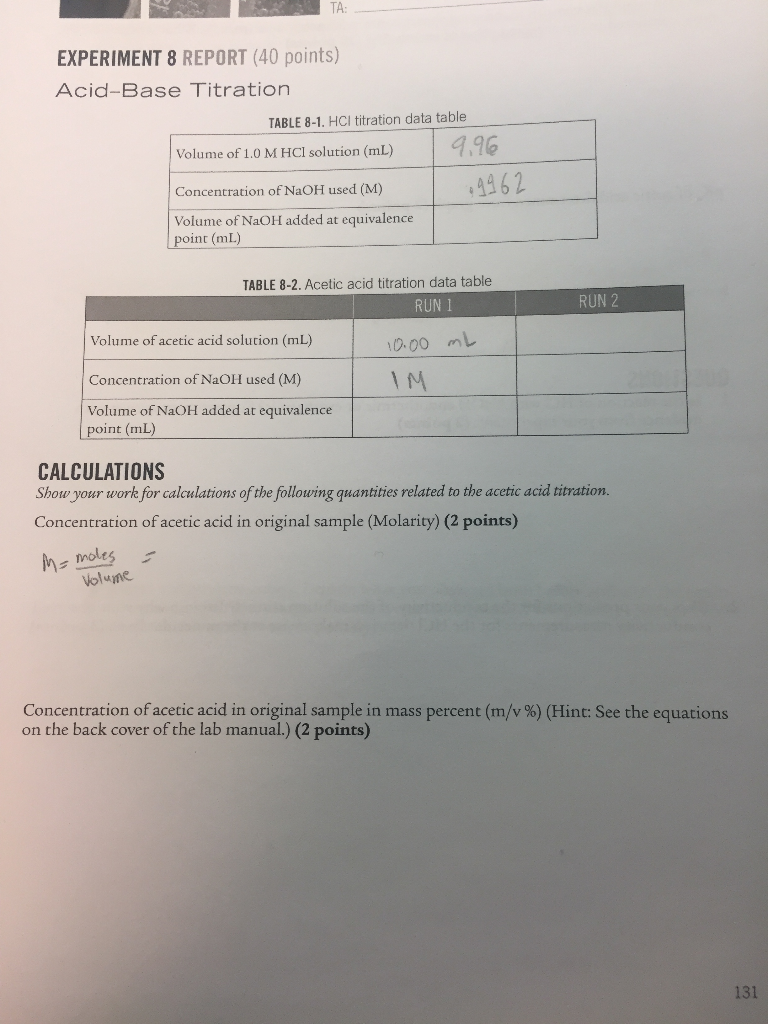This Is Acidbase Titration Lab Report, If You Can...