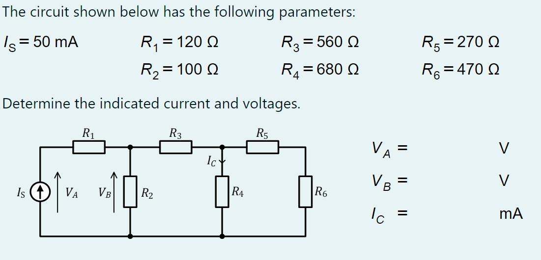 Solved The circuit shown below has the following parameters: | Chegg.com