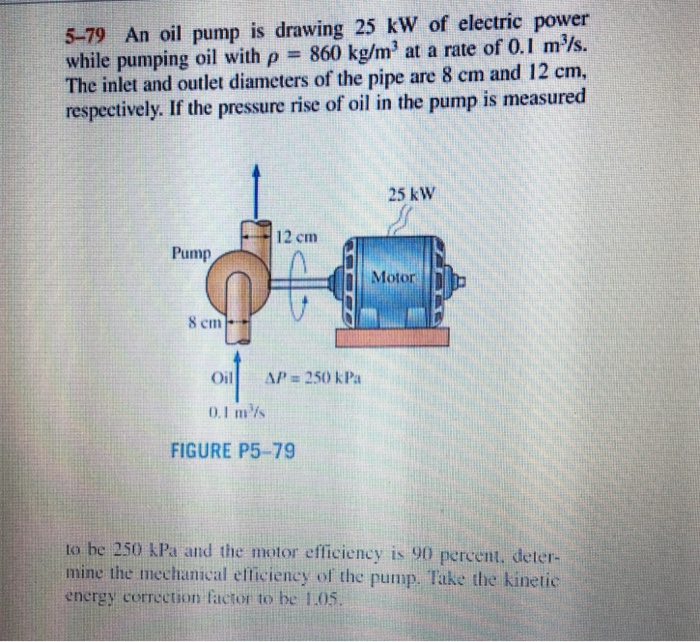 Solved An oil pump is drawing 25 kW of electric power while