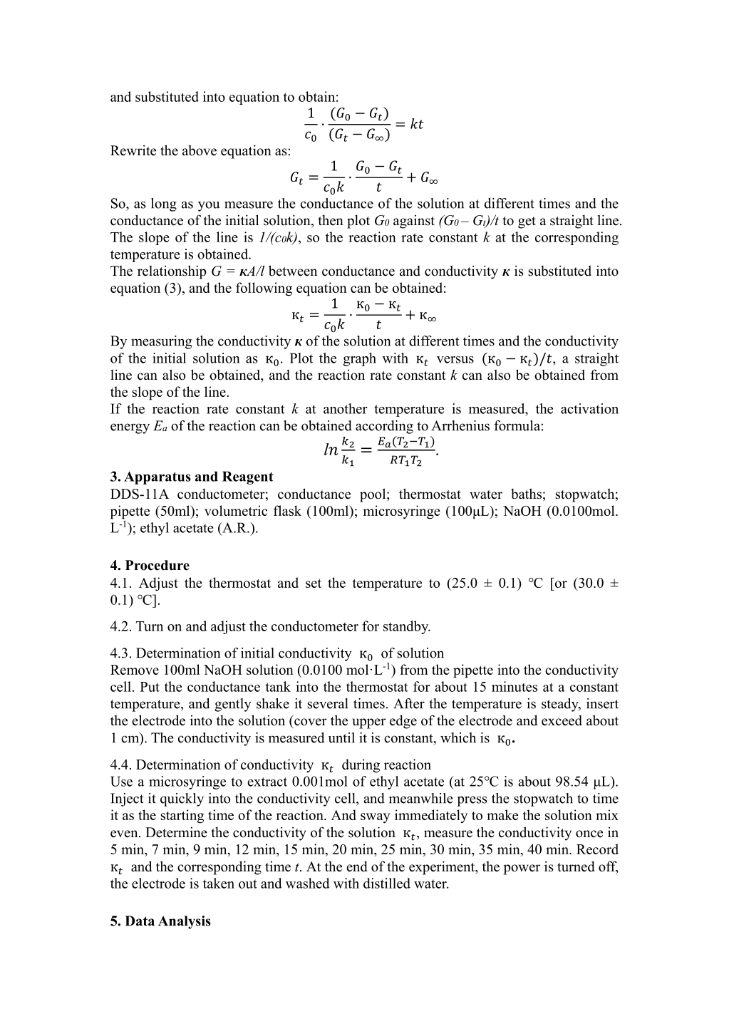 Solved Experiment 3 Rate Constant for the Saponification of | Chegg.com