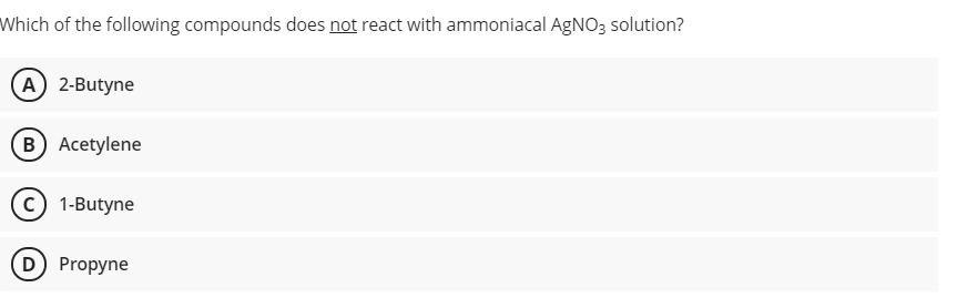 Solved Which of the following compounds does not react with | Chegg.com