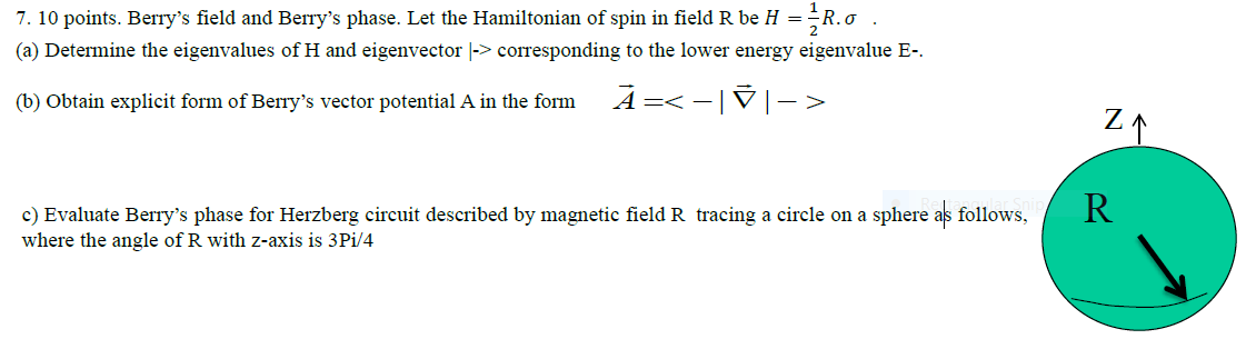0 7 10 Points Berry S Field And Berry S Phase Chegg Com