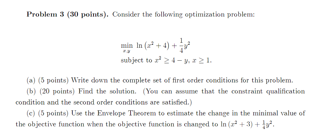 Problem 3 (30 points). Consider the following | Chegg.com