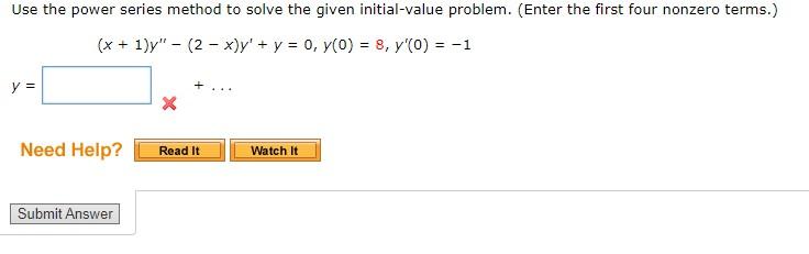 Solved Use The Power Series Method To Solve The Given | Chegg.com